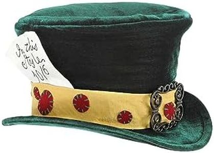 Elope Child's Mad Hatter Costume Hat - Green Velvet Top Hat with Adjustable Size and Interior Pocket