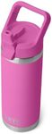 YETI Rambler 18 oz Bottle, Vacuum Insulated, Stainless Steel with Color Matching Straw Cap, Wildflower Fuchsia