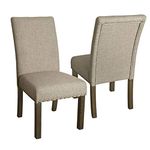 Kinfine Parsons Classic Nail Head Dining Chair, Natural Linen (Set of 2)