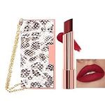 Matte Red Lipstick Sets, Velvet Lipsticks For Women, Makeup With Sparkling Chain Bag Gift Box Package, Long Lasting Waterproof Retractable Lip Stick Smooth Formula Cruelty Free with Mirror