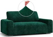 PAULATO BY GA.I.CO. Loveseat Slipcover - Oversized Chair Cover - Stretch Couch Cover - Cushion Love Seat Sofa Cover - Fabric Slip Cover - 1-Piece Form Fit Protector - Velvet Collection - Emerald Green