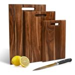 JadeVine Acacia Wood Cutting Board Set of 3-16x10, 14x9, 11x7 - Natural Hardwood Chopping Boards, Knife-Friendly, Reversible for Meat, Cheese, Bread & Kitchen Prep