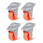 Caneuf 2 Inch Single Wheel Furniture Castor Wheels, Heavy-Duty Puff Caster Wheels for Centre Table & Furniture, 150 kg Load Capacity (Orange, Pack of 4)