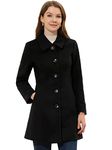 Allegra K Women's Winter Single Breasted Long Warm Coat Black Medium