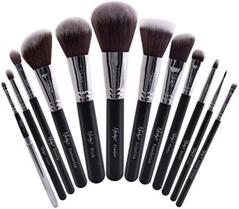 Nanshy Masterful Collection Professional Soft Vegan 12pcs Premium Labeled Makeup Brush Set Pro Artist Kit (Onyx Black)