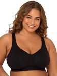 Fruit of the Loom Fit for Me Women's Plus-Size Wireless Cotton Bra, Available in Multi Packs!, Black Hue, 44DD