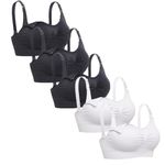 Lataly Womens Sleeping Nursing Bra Wirefree Breastfeeding Maternity Bralette Pack of 5, 3black2white, Large