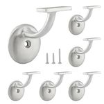 HOME MASTER HARDWARE Hand Rail Brackets, Stair Railing Bracket Heavy Duty Hardware for Stairways, Home or Office Staircase Support Handrail Brackets, Satin Nickel 6 Pack