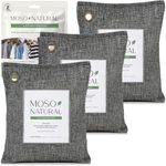 MOSO NATURAL Air Purifying Bag 3 Pack. Bamboo Charcoal Air Freshener, Deodorizer, Odor Eliminator, Odor Absorber for Cars and Closets. 200g Charcoal Color, Long Lasting| Lasts up to 2 years!