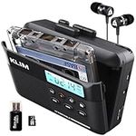 KLIM K7 Cassette Tape Player + Cassette to MP3 Converter + Portable Walkman Cassette Player + Tape Recorder with Built-in Microphone & Speaker + Rechargeable Battery + Earphones + 16GB SD Card