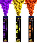 Ring Pull Smoke Grenades/Flares Pack of 3 Colors for Paintball Weddings Photoshoots Football Celebrations & Special Effects - Purple, Yellow and Orange