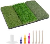 Golf Hitting Mat 24"x16"|24"x24" Tri-Turf Golf Practice Matt Outdoor Indoor Portable Training Matt Traint Aid Batting Turf Mat for Chipping, Driving and Full Swing Practice (24"x24")