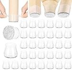 Aneaseit Chair Leg Floor Protectors - 1 1/2" x 32 pcs Crystal - Felt Bottom Soft Silicone Protector Pads for Furniture Feet & Hardwood Floors - Medium