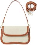 Telena Shoulder Bag for Women, Handbag Shoulder Purse Vegan Leather Small Crossbody Bag with 2 Detachable Shoulder Straps Beige Brown