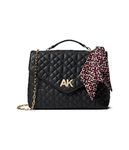 Anne Klein Women's Quilted Flap Shoulder Bag, Black, One Size