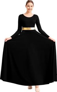 Sanmsoner Praise Dance Dress for Women Long Sleeve Liturgical Metallic Church Robe Worship Costume (238132-06-S)