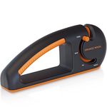 Orange Ninja 4-Stage Knife Sharpener - Premium Kitchen Knife Sharpeners - Adjustable Handheld Manual Knife Sharpeners for Kitchen Knives, Pocket knife Sharpener, Chefs & Serrated Knife by Sharp Pebble