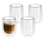 Navaris Set of 4 Double Walled Glass Mugs - 450ml Insulated Heat Resistant Tumblers for Coffee, Tea, Cappuccino, Ice Cream, Hot & Cold Drinks