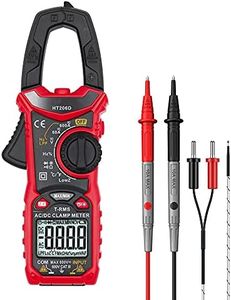 AC/DC Digital Clamp Meter T-RMS 6000 Counts, Multimeter Voltage Tester Auto-ranging, NCV AC DC Current Voltage Resistance Capacitance Frequency Diode Temperature Measure Tester HT206D