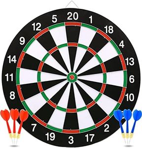 SKYFUN (LABEL) Double Sided Professional Dart Boards for Adults and Kids, Man Cave Stuff Outdoor Game with 6 Steel Tip Darts, Indoor Leisure Sport in Office, Family (Cardboard)