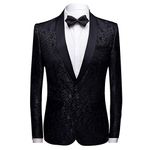 Allthemen Men's Casual Blazer Slim Fit Paisley Floral Jacquard Suit Jackets Stylish Coats Chic Jackets, Black, L