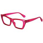 DOOViC Cats Eye Reading Glasses for Women 1.0 Rose Red Frame Blue Light Filter Readers Glasses