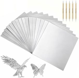 PanLuoNais 100 Pcs Thick Craft & Embossing Foil Sheets,Durable Tin & Aluminum Foil for DIY Art, Home Repairs and Crafting-Silver
