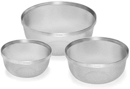 Caraway Stainless Steel Strainer Set of 3-6 qt, 4 qt, 2 qt Kitchen Strainers - Mesh Colander with Raised Base for Efficient Drainage - Non-Toxic, PFAS-Free