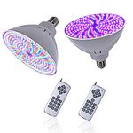 Astra Depot 2pcs Swimming 468-LED RGB Pool Light Bulbs AC 120V 45W Waterproof Color Splash 12 Modes for Inground Pool Aquarium Fountain Pond E27 Socket