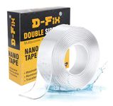 D-fix® 3 Meter x 2MM Double Sided Tape Heavy Duty - Multipurpose Removable Traceless Mounting Adhesive Tape for Walls Washable Reusable Strong Sticky Strips Grip Tape