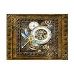 Trademark Fine Art Canvas Wall Art - Tina Mitchell 'Steampunk Dragonfly Clock' Wall Art for Living Room, Bedroom, or Office Décor