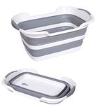 Qyuruisi Collapsible Baby Bathtub Dog Tub Baby Tub Small Pets Portable Bath Tub for Dog Organizer Folding Washing Tub Non Slip with Drainage Hole (Grey)