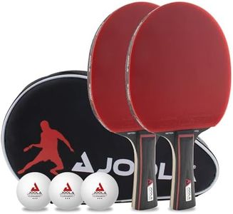 JOOLA Duo PRO Table Tennis Set of 2 Table Tennis Bats + 3 Balls + Cover Red/Black 6 Pieces