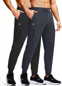 GGJ Men's Athletic Joggers with Zipper Pockets Stretch Tapered Running Sweatpants Gym Jogging Workout Pants for Men Black Grey S