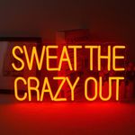 Sweat The Crazy Out Neon Sign Letters Led Neon Lights Red Neon Wall Light Fitness LED Signs for Gym Sports Office Game Room Man Cave Decoration Gift for Boys Sports Fan