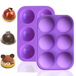 2PCS Semi Sphere Silicone Mold, BREEZO 6-Cavity Baking Mold for Making Hot Chocolate Bombs, Cocoa Bombs, Cake, Jelly, Dome Mousse, Soap, Non Stick, BPA Free Round Shape Half Sphere Molds (Purple)