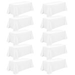 10 Pack White Tablecloth 90 x 156 Inch, Rectangle 8 FT Table Cloth, Stain and Wrinkle Resistant Washable Polyester White Tablecloths for Dining Table, Buffet Parties and Wedding