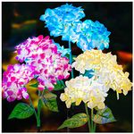 DooYard Solar Garden Lights - 3 Pack Newest Version Solar Lights Outdoor, Colorful Lights,Hydrangea Flower Lights for Yard Decor, Garden Decoration, Two Lightning Modes & Enlarged Solar Panel