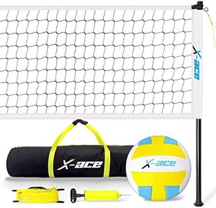 Volleyball Net Set for Backyard - Outdoor Portable Volleyball Net System with Adjustable Height Poles and Soft Volley Ball - All in One Carry Bag