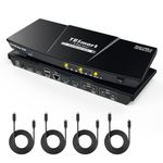 TESmart USB3.0 USB-C KVM Switch 2 Monitors 2 Computers, KVM Switch Dual Monitor 4K@60Hz, MST Mode, Support Network, EDID Emulators, Headset Port, Hotkey Switch,Button Switching with Cables