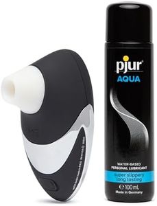 Womanizer W500 Clitoris Vibrator Suction Toy Black/Chrome & Pjur Aqua Water Based Personal Lubricant 3.4 fl oz - Female Sex Toys Bundle
