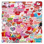 100Pcs Love Stickers Laptop Car Scrapbook Phone Skateboard Computer Love Heart Stickers Love You Vinyl Waterproof Aesthetic Personalised Stickers for Teens Boys Girls Adults Children