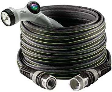 FITT FORCE 5/8" 30m, Garden Water Hose for Irrigation, Compact, Light and Resistant for intensive use, with Multi-jet Gun, Grey with Green Stripes