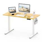 FLEXISPOT Electric Height Adjustable Standing Desk 120 * 60cm Sit Stand Desk Adjustable Desk Stand Up Desk with Cable Tray Backpack Hook Memory Smart Pannel EF1 SERIES(White Frame+Maple Desktop)