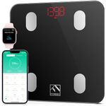 FITINDEX Smart Scale for Body Weight, Body Fat Scale for 13 Body Composition Analyzer, Digital Bluetooth Wireless Bathroom Scale for Health Monitor, Sync with APP - Black