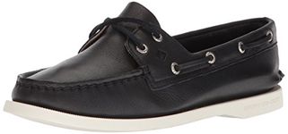 Sperry Women's A/O 2-Eye Boat Shoe, Black, 9.5 M US