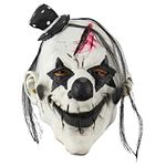 eBoutik – House of Horror Spooky Clown Full Face Mask - Halloween Scary Clown Mask – Creepy, Blood Cut Scar, Killer Clown Latex Full Head Cosplay Head Covering