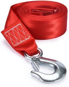 Boulder Tools Trailer Winch Strap - Heavy Duty with Durable Hook Tow Ropes for Car Vehicles, Boat, Jetski Towing Accessories 3300 lbs Load Capacity, Red, 2/'' x 20' (BOTO-000021)