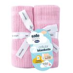 Silentnight Safe Nights Baby Blanket - Pack of 2 Soft 100% Cotton Cellular Baby Blanket for Newborn Ideal for Cot, Crib, Moses Basket and Pram - Baby Essentials - 2 Pack - Pink