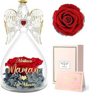 Sunia Cadeau Fete des Meres, Ange Rose Eternelle avec l'inscription Meilleure Maman du Monde, Fête des Mères Original, Cadeau Anniversaire Maman, Fleur Eternelle avec Ange Figurine, Cadeau pour Maman